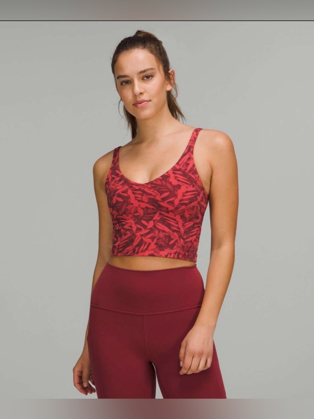 Lululemon Align CROPPED TOP in Spray Leaf Fireside Red Multi